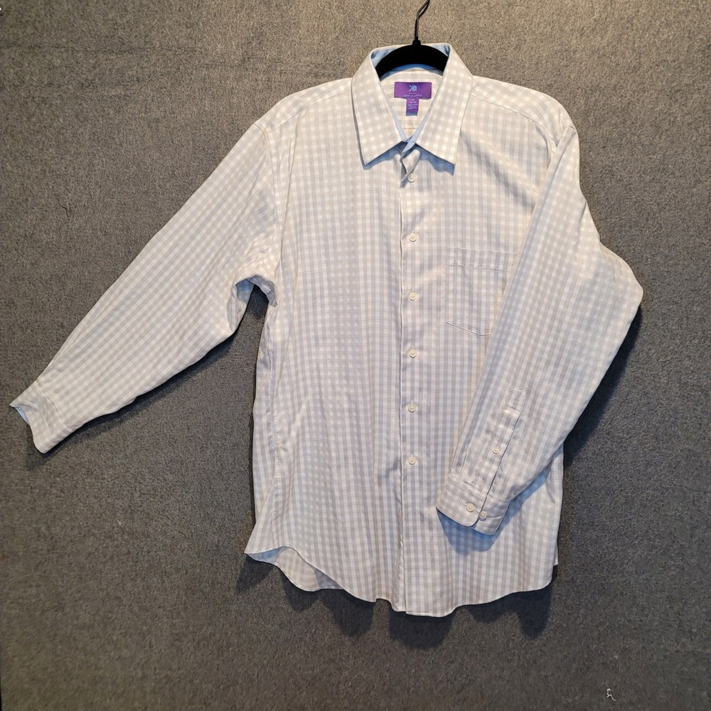 Egara Mens Dress Shirt Egyptian Cotton Gingham Check Size 16 32-33